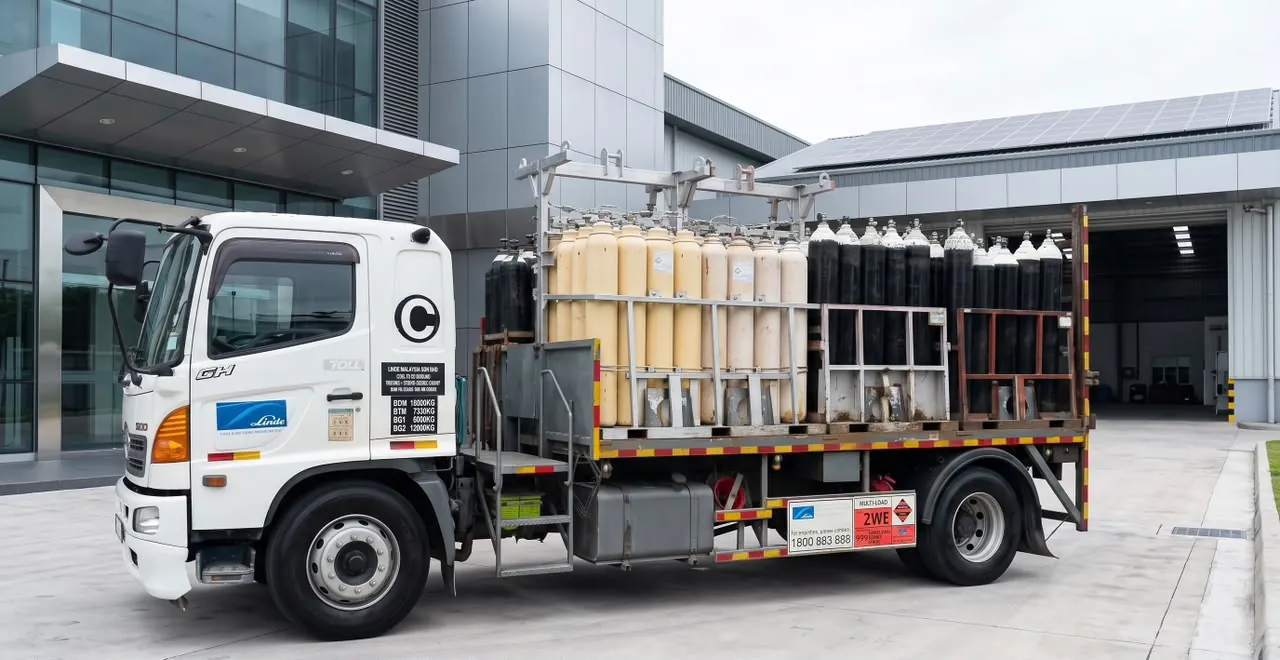 Penghantaran silinder gas khas Linde ke Bann Edar Sdn. Bhd., Kangar, Perlis