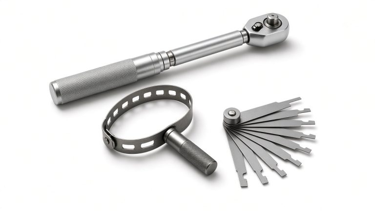 Alatan bengkel kereta: ratchet handle, oil filter wrench dan feeler gauge
