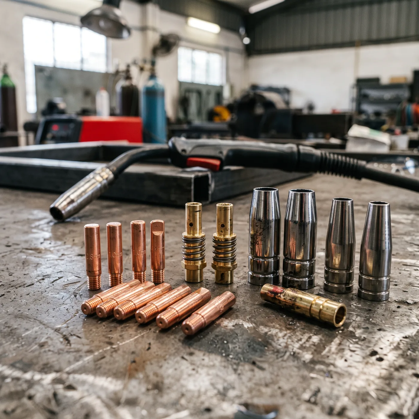 Barang habis pakai MIG MB15 &mdash; contact tip, tip holder dan nozzle, Bann Edar Kangar, Perlis